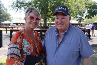 Racing Hall of Fame representative Cherry Taylor and Sir Peter Vela